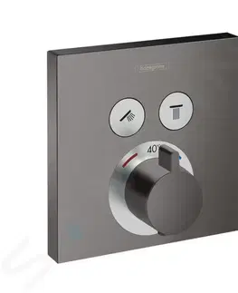 Koupelnové baterie HANSGROHE Shower Select Termostatická baterie pod omítku pro 2 spotřebiče, kartáčovaný černý chrom 15763340