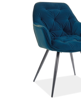 Židle Jídelní křeslo CHERRY VELVET MATT Signal Tmavě modrá