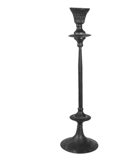 Svícny Kovový černý svícen s patinou Susanne - Ø 15*52 cm Clayre & Eef 6Y4470