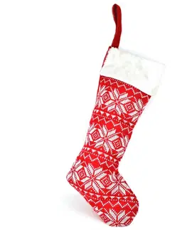 Vánoční dekorace Vánoční textilní bota pletená, 45 cm, červená