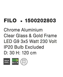 Designová závěsná svítidla Nova Luce Nápadité závěsné svítidlo Filo ve vintage stylu - 350 x 1200 mm, chrom, sklo - mix 3 tvarů NV 1500202803
