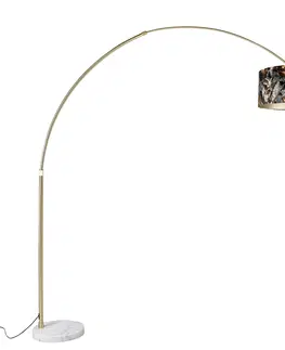 Obloukove lampy Oblouková mosazná lampa s odstínem květinový design 50 cm - XXL