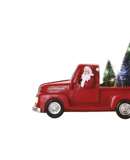 Vánoční osvětlení  DCLW09 LED dekorace – Santa v autě s vánočními stromky, 10 cm, 3x AA, vnitřní, multicolor