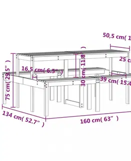 Grily Piknikový stůl voskově hnědý 160x134x75 cm masivní borové dřevo