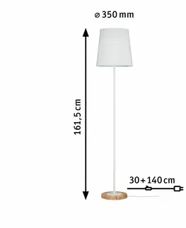 Dřevěné stojací lampy Paulmann stojací svítidlo Neordic Stellan 1-ramenné látkový širm bílá/dřevo 796.34 P 79634