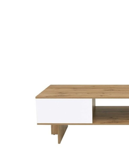 Konferenční stolky Konferenční stolek MOCHO, dub wotan/bílý lesk