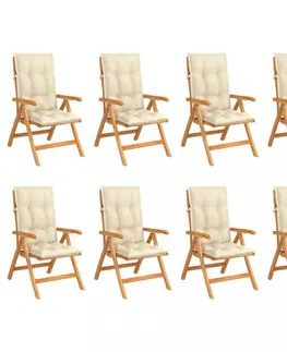 Zahradní židle Skládací zahradní židle s poduškami 8 ks teak / látka Dekorhome Krémová
