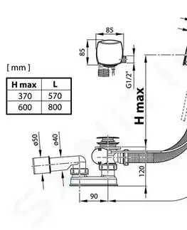 Sifony k pračkám RAVAK Vanový odtokový komplet s přepadem 57 cm, bowden, chrom