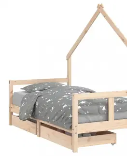 Dětské pokoje Dětská domečková postel se šuplíky Dekorhome 70 x 140 cm