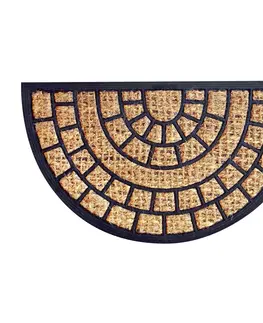 Koberce a koberečky Toro Kokosová rohožka Squares půlkruh, 40 x 70 cm