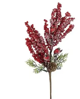 Vánoční dekorace Větvička s jeřabinami červená, 36 cm