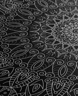 Černobílé obrazy Obraz detailní ozdobná Mandala v černobílém provedení