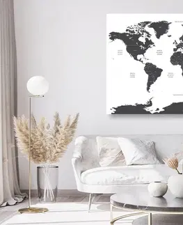 Obrazy na korku Obraz na korku mapa světa s jednotlivými státy v šedé barvě