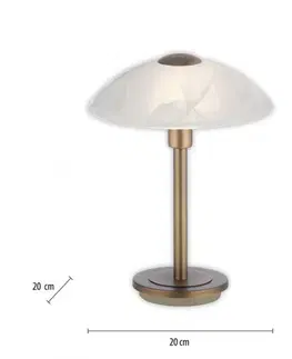 LED stolní lampy PAUL NEUHAUS LED stolní lampa staromosaz alabastrový dekor sklo 3 krokové stmívání dotykovým stmívačem 3000K PN 4026-11