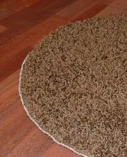 Koberce a koberečky Dywany Lusczow Kulatý koberec SHAGGY Hiza 5cm hnědý, velikost kruh 100