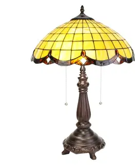 Svítidla Žlutá stolní lampa Tiffany Elly - Ø 41*57 cm E27/max 2*60W Clayre & Eef 5LL-6289