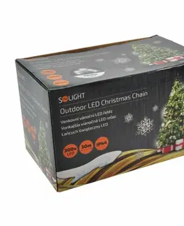 LED řetězy Solight LED vánoční řetěz, 300 LED, 30m, přívod 5m, IP44, bílá 1V04-W