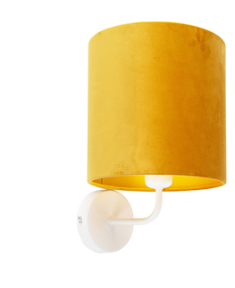 Nastenna svitidla Vintage nástěnná lampa bílá se žlutým sametovým odstínem - Matt