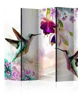 Paravány Paraván Hummingbirds and Flowers Dekorhome 225x172 cm (5-dílný)