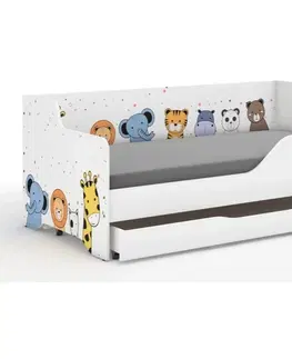 Dětské postele Dětská postel s pohádkovými zvířátky 160x80 cm