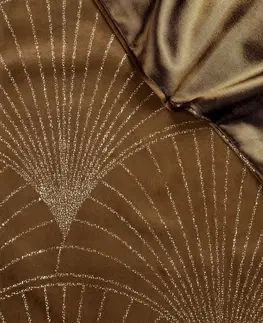 Dekorační ubrusy Sametový středový ubrus s lesklým hnědým potiskem