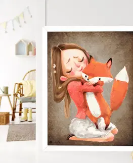 Obrazy do dětského pokoje Obraz na zeď - Holčička s liškou v hnědém