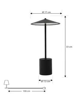 Venkovní osvětlení terasy Lindby Nabíjecí stolní lampa Lindby Ayva LED, stmívatelná, černá