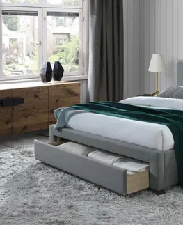 Postele HALMAR Čalouněná postel Loky 160x200 cm šedá