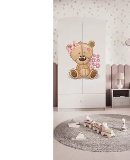 Dětský nábytek Kocot kids Dětská skříň Babydreams 90 cm méďa s kytičkami bílá