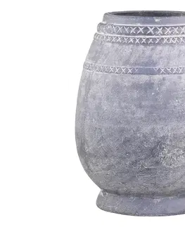 Dekorativní vázy Šedá antik terakotová váza se vzorem Cholet L - Ø 25*32 cm Chic Antique 65059524 (65595-24)