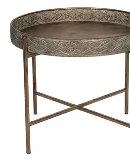 Konferenční stolky Měděný ethno odkládací stolek Guarin – Ø 60*50 cm Clayre & Eef 5Y0756