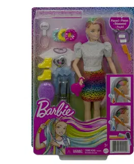 Hračky panenky MATTEL - Barbie Leopardí Panenka S Duhovými Vlasy A Doplňky