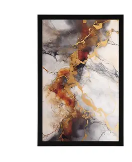 Mramorová abstrakce Plakát hnědo-šedý mramor