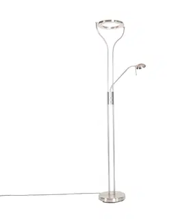 Stojaci lampy Moderní stojací ocelová lampa se čtecím ramenem včetně LED a stmívače - Divo