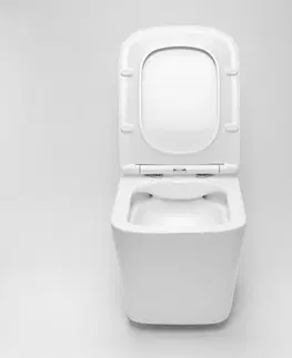 WC sedátka DEANTE Podomítkový rám, pro závěsné WC mísy + SLIM tlačítko bílé + WC REA  Raul Rimless + SEDÁTKO CST_WC01 A51P RA1
