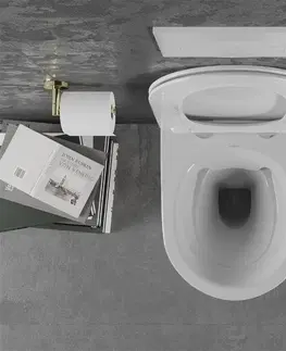 Záchody MEXEN Lena Závěsná WC mísa včetně sedátka s slow-slim, duroplast, bílá/zlatý vzor 30224009