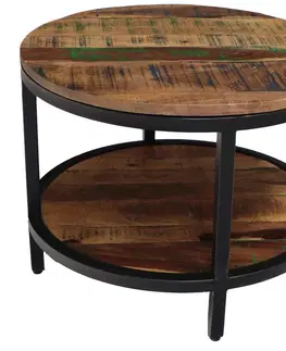 Konferenční stolky Kulatý konferenční stolek Retro 60x45x60 z recyklovaného mangového dřeva