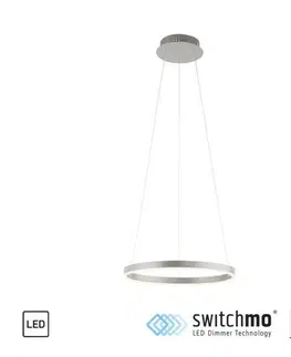 LED lustry a závěsná svítidla LEUCHTEN DIREKT is JUST LIGHT LED závěsné svítidlo hliník kruhové, pr.40cm, stmívatelné, Switchmo, teplá bílá krokově stmívatelné 3000K