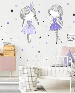 Samolepky na zeď Samolepka na zeď pro dívky - Víly ve fialové barvě