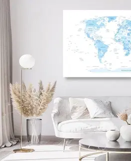 Obrazy na korku Obraz na korku detailní mapa světa v modré barvě