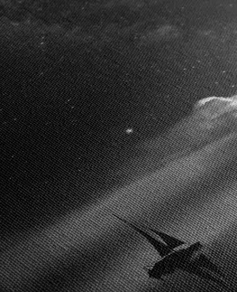 Černobílé obrazy Obraz loďka na moři v černobílém provedení