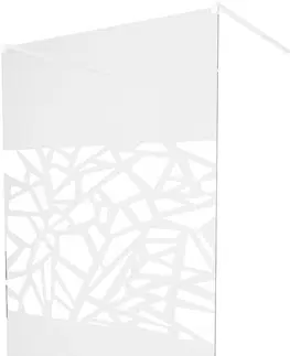 Sprchové zástěny MEXEN/S KIOTO samostatně stojící sprchová zástěna 130 x 200 cm, transparent/bílý vzor 8 mm, bílá 800-130-002-20-85