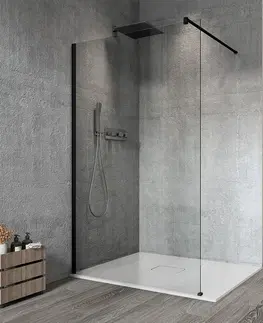 Sprchové zástěny GELCO VARIO BLACK jednodílná sprchová zástěna k instalaci ke stěně, čiré sklo, 700 mm GX1270GX1014