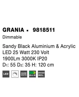 Designová závěsná svítidla NOVA LUCE závěsné svítidlo GRANIA černý hliník a akryl LED 25W 230V 3000K IP20 stmívatelné 9818511
