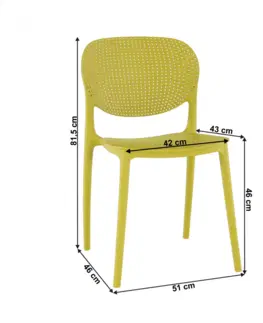 Zahradní židle Plastová židle FEDRA stohovatelná Tempo Kondela Žlutá