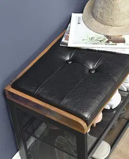 Nábytek Stylový botník na boty s dřevěným sedákem LOFT