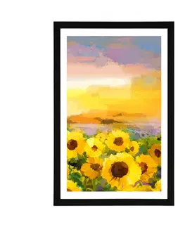 Květiny Plakát s paspartou slunečnicové pole