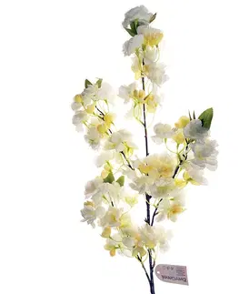 Květiny Umělá kvetoucí větev bílá, 100 cm