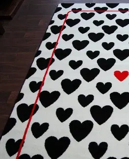 Koberce a koberečky Dywany Lusczow Kusový koberec SKETCH SEAN bílý / černý - srdce, velikost 180x270