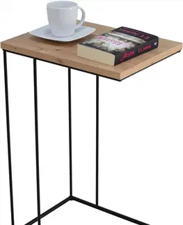 Barové stolky ArtAdrk Příruční stolek DRU | černé nohy Barva: Beton